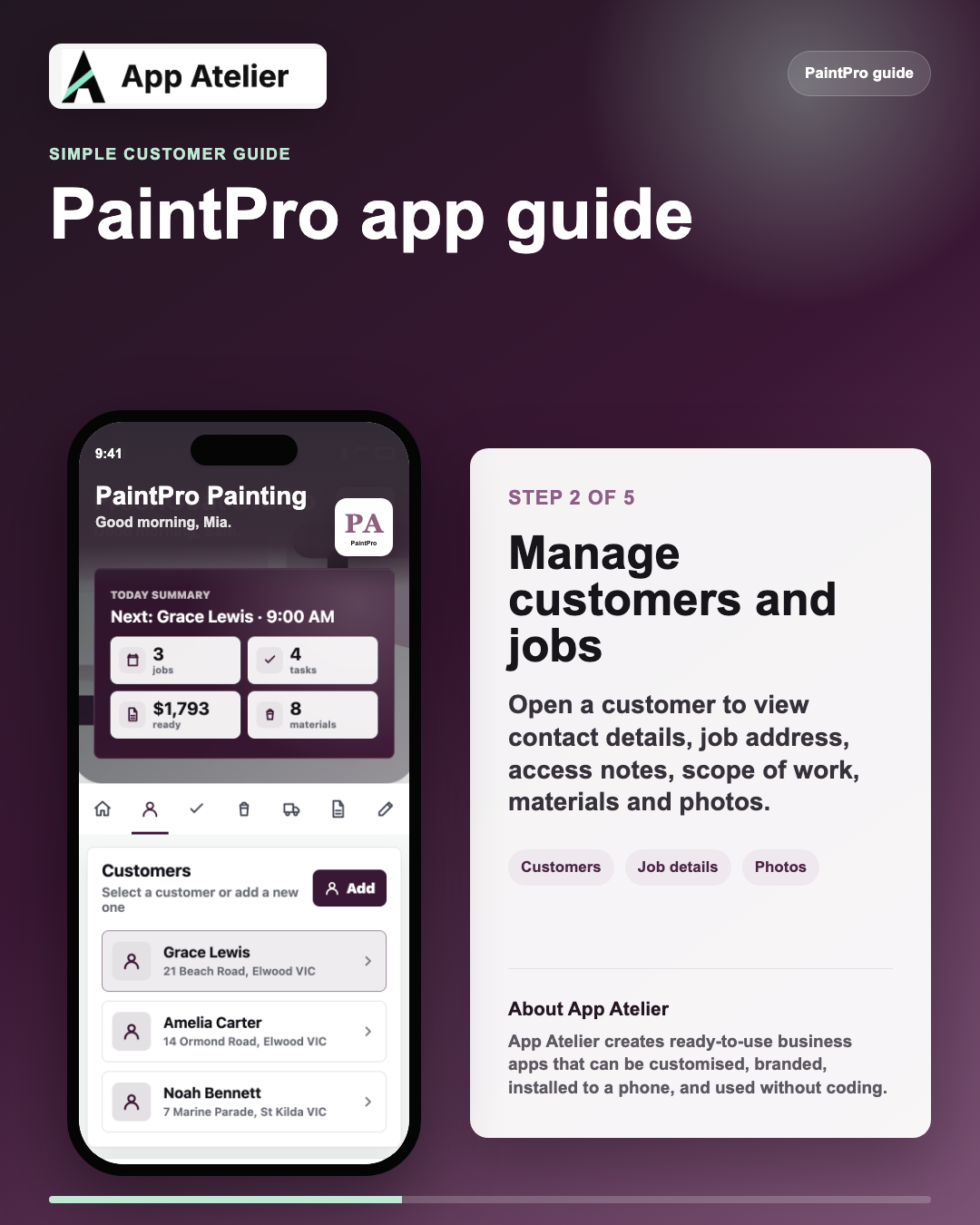 PaintPro guide step 2: Manage customers and jobs