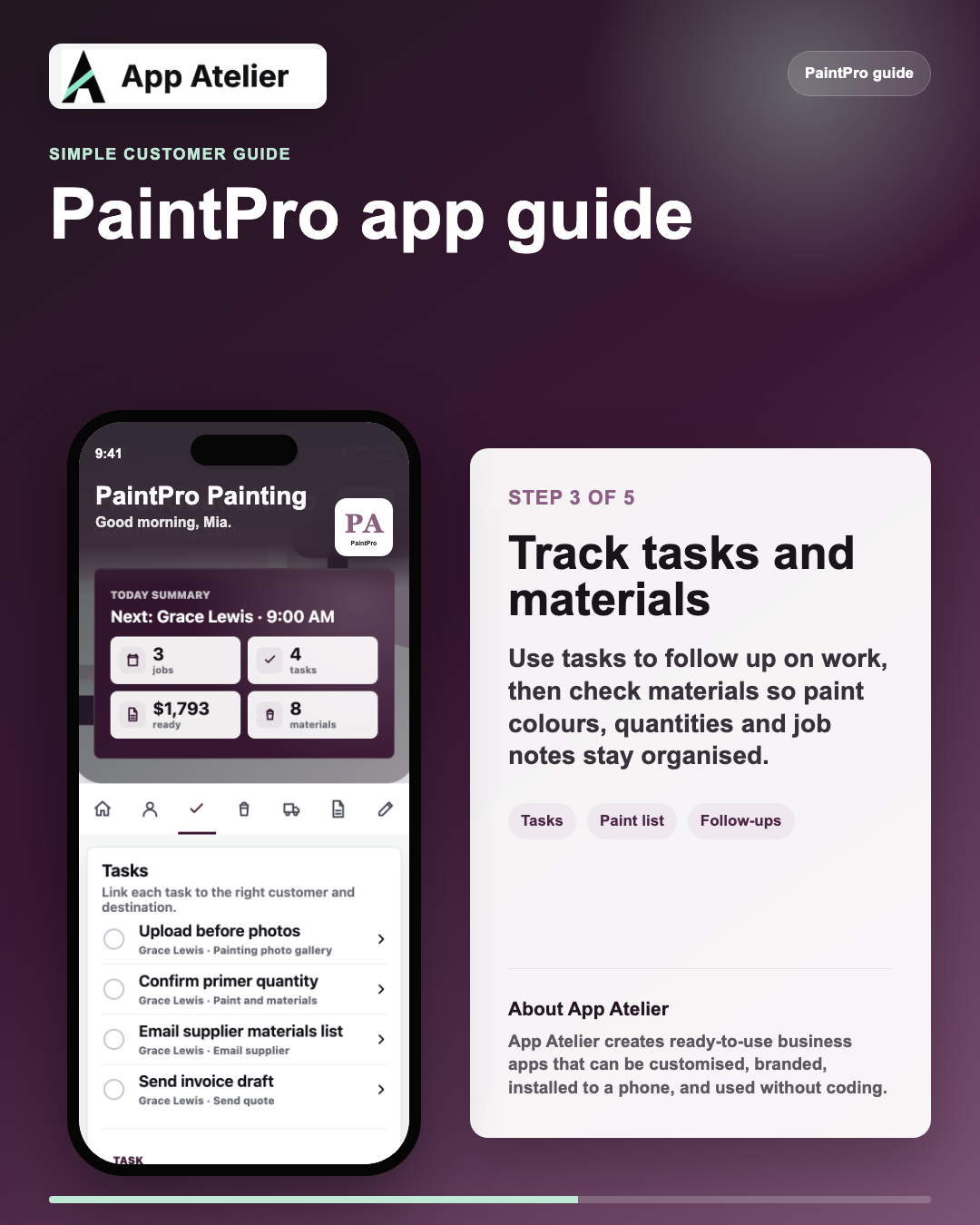 PaintPro guide step 3: Track tasks and materials