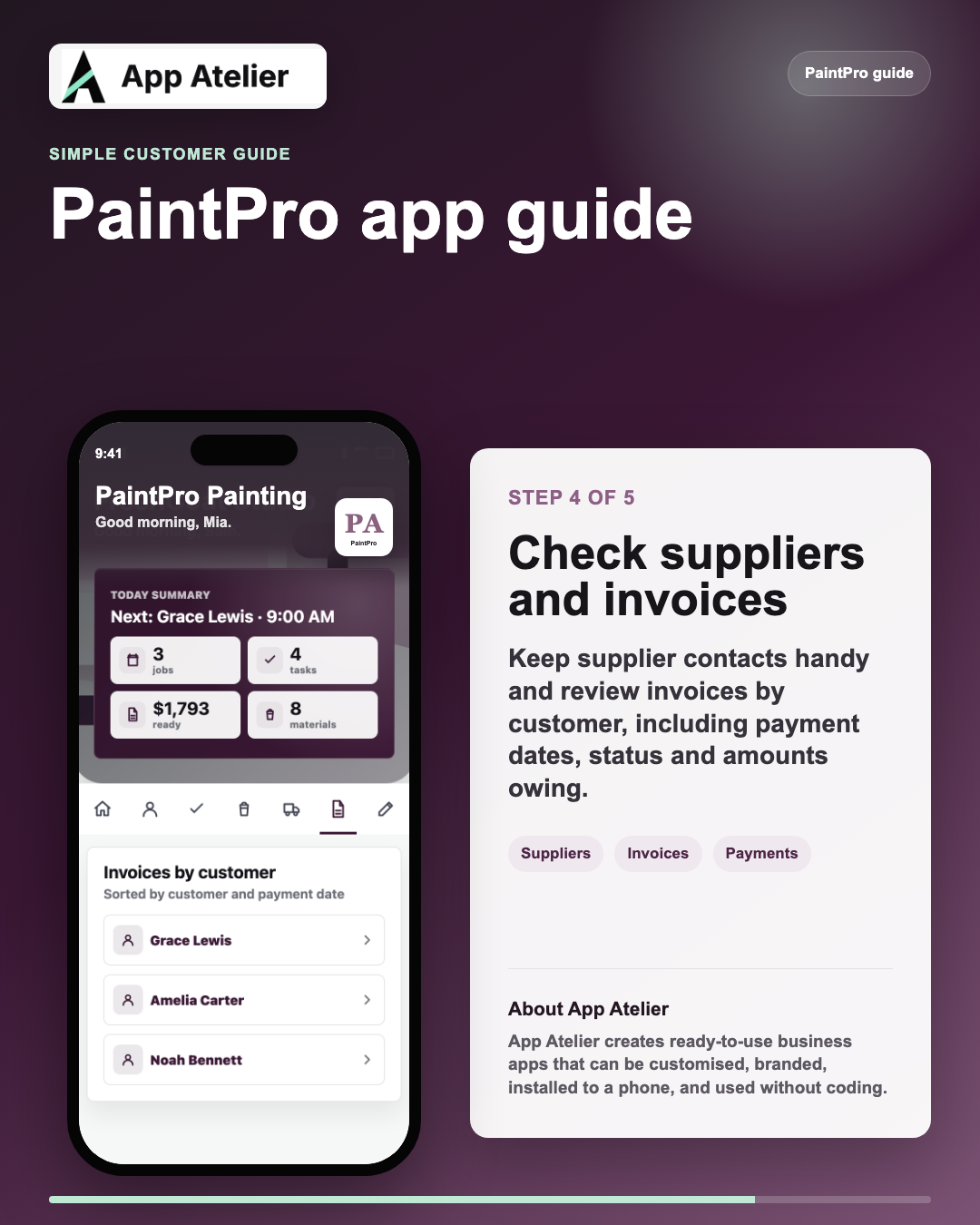 PaintPro guide step 4: Check suppliers and invoices